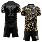 Custom Black Vegas Gold-White Liquid Fluid Pattern Sports Sublimation Soccer Uniform Jersey