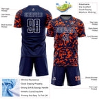 Custom Navy Orange-White Liquid Fluid Pattern Sports Sublimation Soccer Uniform Jersey