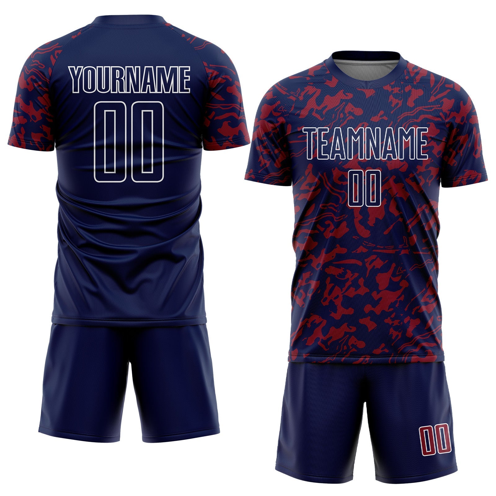Custom Navy Crimson-White Liquid Fluid Pattern Sports Sublimation Soccer Uniform Jersey