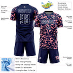 Custom Navy Medium Pink-White Liquid Fluid Pattern Sports Sublimation Soccer Uniform Jersey