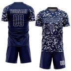 Custom Navy Gray-White Liquid Fluid Pattern Sports Sublimation Soccer Uniform Jersey