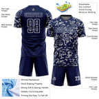 Custom Navy Gray-White Liquid Fluid Pattern Sports Sublimation Soccer Uniform Jersey