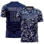 Custom Navy Gray-White Liquid Fluid Pattern Sports Sublimation Soccer Uniform Jersey