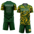 Custom Green Yellow-White Liquid Fluid Pattern Sports Sublimation Soccer Uniform Jersey