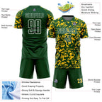 Custom Green Yellow-White Liquid Fluid Pattern Sports Sublimation Soccer Uniform Jersey