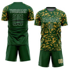 Custom Green Old Gold-White Liquid Fluid Pattern Sports Sublimation Soccer Uniform Jersey