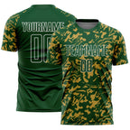 Custom Green Old Gold-White Liquid Fluid Pattern Sports Sublimation Soccer Uniform Jersey