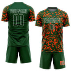 Custom Green Orange-White Liquid Fluid Pattern Sports Sublimation Soccer Uniform Jersey