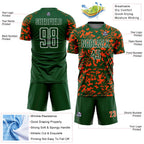 Custom Green Orange-White Liquid Fluid Pattern Sports Sublimation Soccer Uniform Jersey