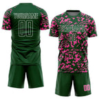 Custom Green Pink-White Liquid Fluid Pattern Sports Sublimation Soccer Uniform Jersey