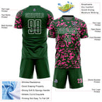 Custom Green Pink-White Liquid Fluid Pattern Sports Sublimation Soccer Uniform Jersey