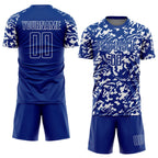 Custom Royal White Liquid Fluid Pattern Sports Sublimation Soccer Uniform Jersey
