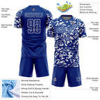 Custom Royal White Liquid Fluid Pattern Sports Sublimation Soccer Uniform Jersey