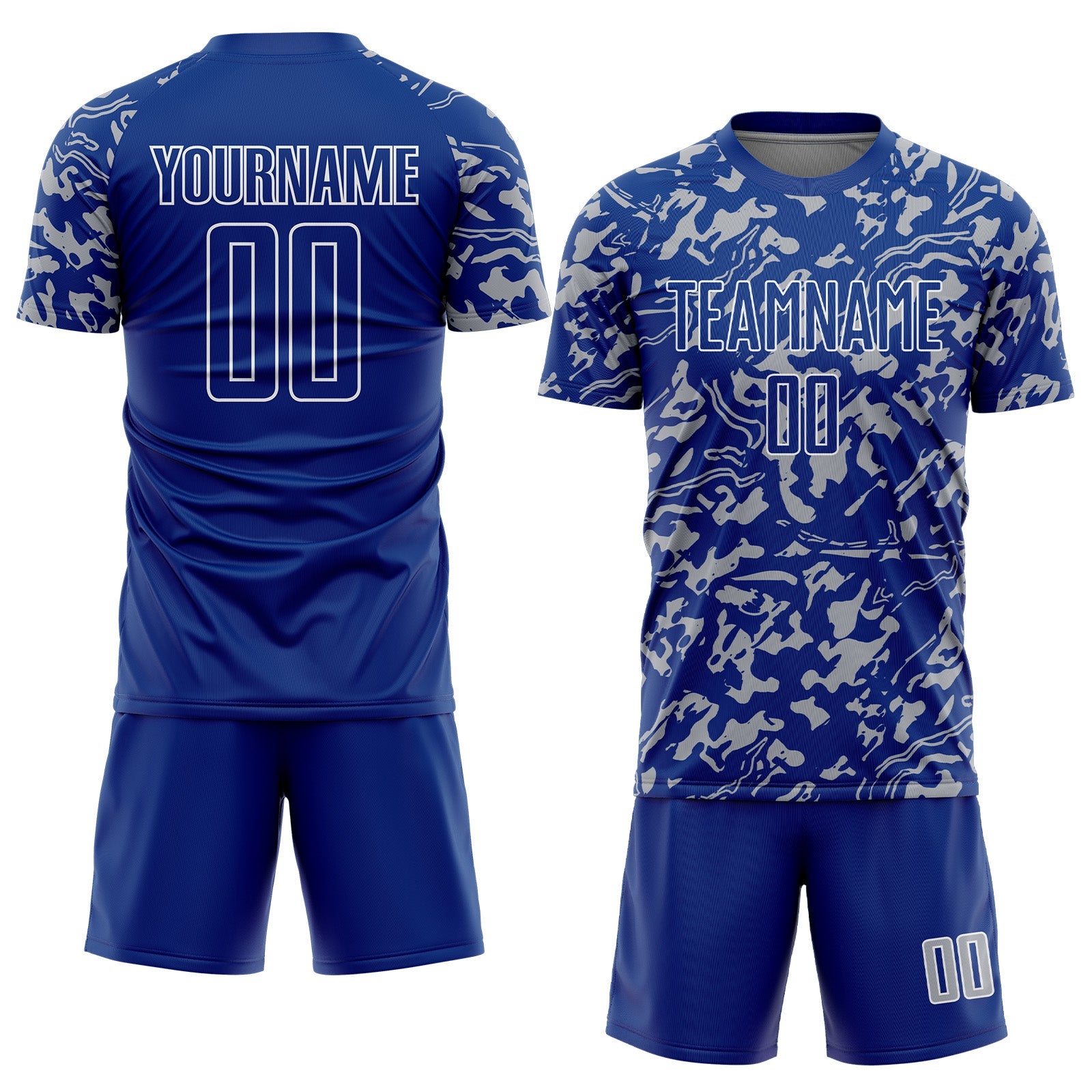 Custom Royal Gray-White Liquid Fluid Pattern Sports Sublimation Soccer Uniform Jersey
