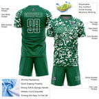 Custom Kelly Green White Liquid Fluid Pattern Sports Sublimation Soccer Uniform Jersey