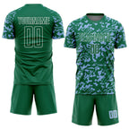 Custom Kelly Green Light Blue-White Liquid Fluid Pattern Sports Sublimation Soccer Uniform Jersey