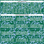 Custom Kelly Green Light Blue-White Liquid Fluid Pattern Sports Sublimation Soccer Uniform Jersey