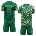 Custom Kelly Green Cream-White Liquid Fluid Pattern Sports Sublimation Soccer Uniform Jersey