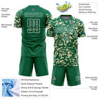 Custom Kelly Green Cream-White Liquid Fluid Pattern Sports Sublimation Soccer Uniform Jersey