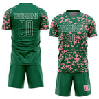 Custom Kelly Green Medium Pink-White Liquid Fluid Pattern Sports Sublimation Soccer Uniform Jersey