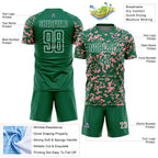 Custom Kelly Green Medium Pink-White Liquid Fluid Pattern Sports Sublimation Soccer Uniform Jersey