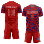 Custom Red Royal-White Liquid Fluid Pattern Sports Sublimation Soccer Uniform Jersey