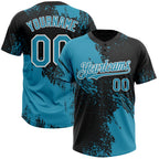 Custom Panther Blue Black-White 3D Pattern Abstract Brush Stroke Two-Button Unisex Softball Jersey