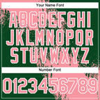 Custom Medium Pink Green-White 3D Pattern Abstract Brush Stroke Two-Button Unisex Softball Jersey