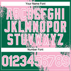 Custom Light Pink Kelly Green-White 3D Pattern Abstract Brush Stroke Two-Button Unisex Softball Jersey