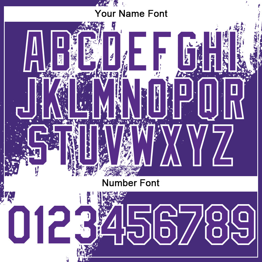 Custom White Purple 3D Pattern Abstract Brush Stroke Two-Button Unisex Softball Jersey