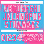 Custom Pink Sky Blue-White 3D Pattern Abstract Brush Stroke Two-Button Unisex Softball Jersey