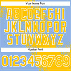 Custom Yellow Light Blue-White 3D Pattern Abstract Brush Stroke Two-Button Unisex Softball Jersey