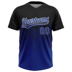 Custom Black Royal-White 3D Gradient Square Shape Two-Button Unisex Softball Jersey