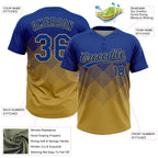 Custom Royal Old Gold 3D Gradient Square Shape Two-Button Unisex Softball Jersey