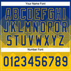 Custom Royal Yellow 3D Gradient Square Shape Two-Button Unisex Softball Jersey