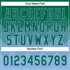 Custom Kelly Green Light Blue 3D Gradient Square Shape Two-Button Unisex Softball Jersey