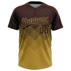 Custom Brown Old Gold 3D Gradient Square Shape Two-Button Unisex Softball Jersey