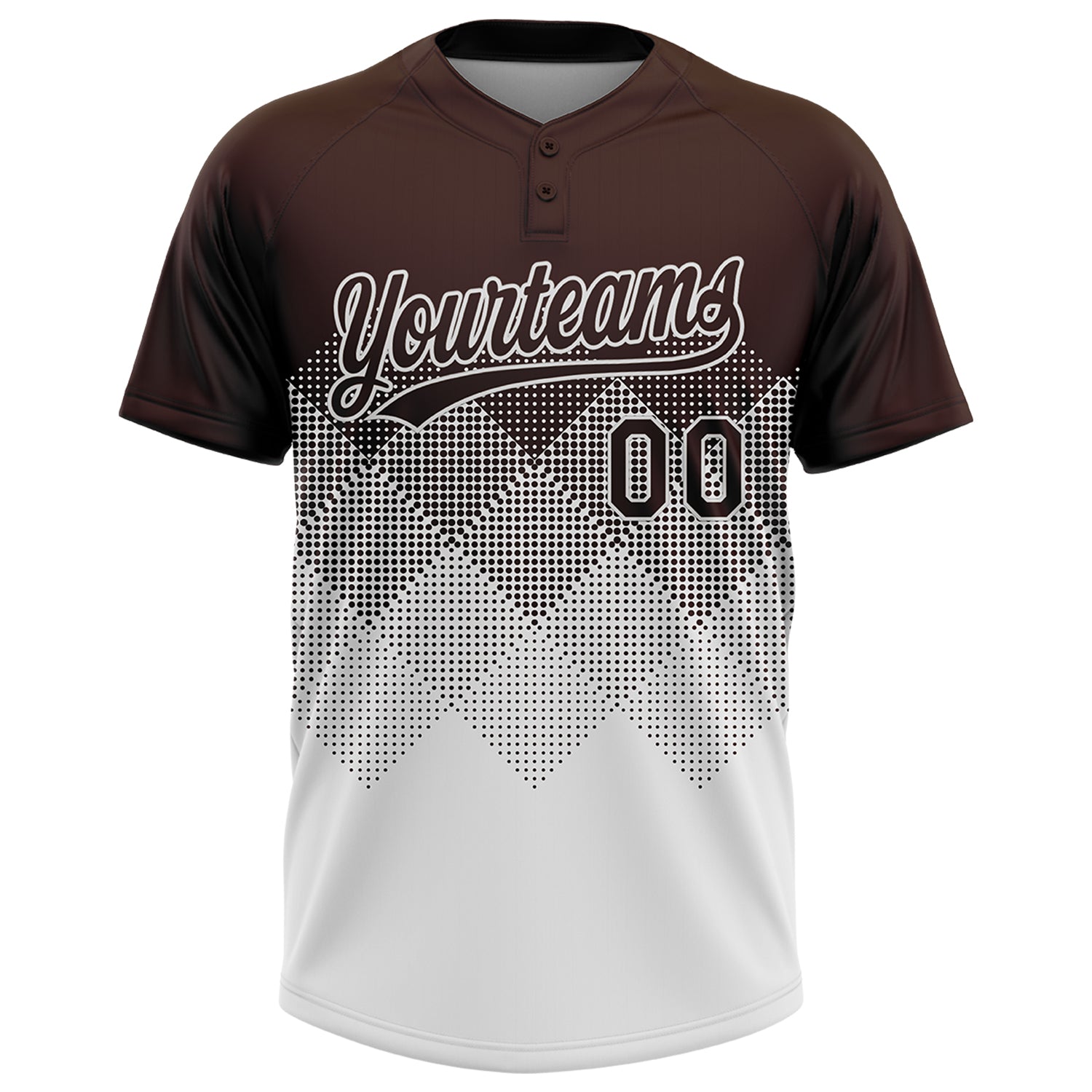 Custom Brown White 3D Gradient Square Shape Two-Button Unisex Softball Jersey