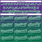 Custom Purple Kelly Green-White 3D Gradient Square Shape Two-Button Unisex Softball Jersey