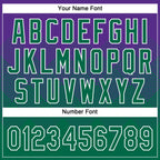 Custom Purple Kelly Green-White 3D Gradient Square Shape Two-Button Unisex Softball Jersey