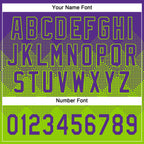 Custom Purple Neon Green 3D Gradient Square Shape Two-Button Unisex Softball Jersey