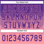 Custom Purple Medium Pink 3D Gradient Square Shape Two-Button Unisex Softball Jersey