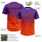 Custom Purple Orange 3D Gradient Square Shape Two-Button Unisex Softball Jersey