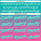 Custom Aqua Pink-White 3D Gradient Square Shape Two-Button Unisex Softball Jersey