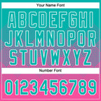 Custom Aqua Pink-White 3D Gradient Square Shape Two-Button Unisex Softball Jersey