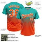 Custom Aqua Orange-White 3D Gradient Square Shape Two-Button Unisex Softball Jersey