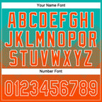 Custom Aqua Orange-White 3D Gradient Square Shape Two-Button Unisex Softball Jersey