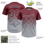Custom Burgundy Gray 3D Gradient Square Shape Two-Button Unisex Softball Jersey