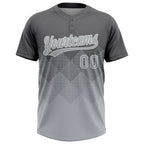 Custom Steel Gray Gray-White 3D Gradient Square Shape Two-Button Unisex Softball Jersey