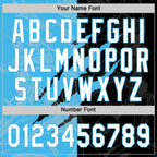 Custom Graffiti Pattern White Black-Sky Blue 3D Scratch Two-Button Unisex Softball Jersey